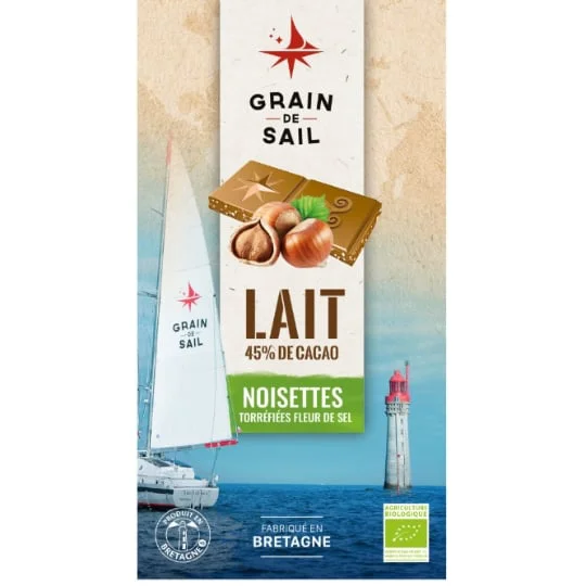 Chocolat au lait noisettes torréfiées et fleur de sel Bio