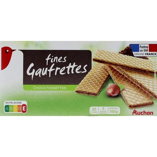 Gaufrettes fourrées au chocolat noisettes