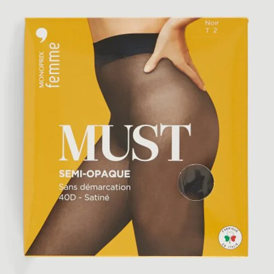 Monoprix Collants semi-opaque noir satiné taille 3