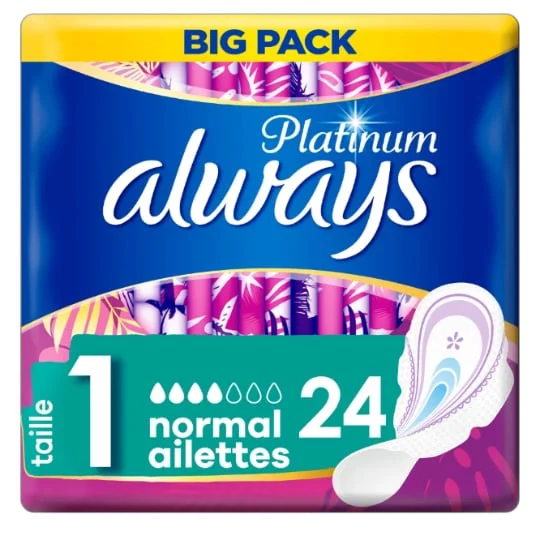 Serviette Hygiénique Avec Ailettes Platinium Normal Taille 1