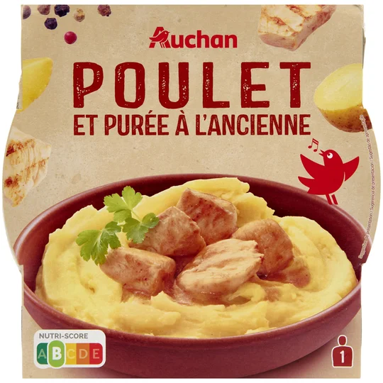 Poulet rôti purée à l'ancienne ss conservateur barquette 2min micro-ondes