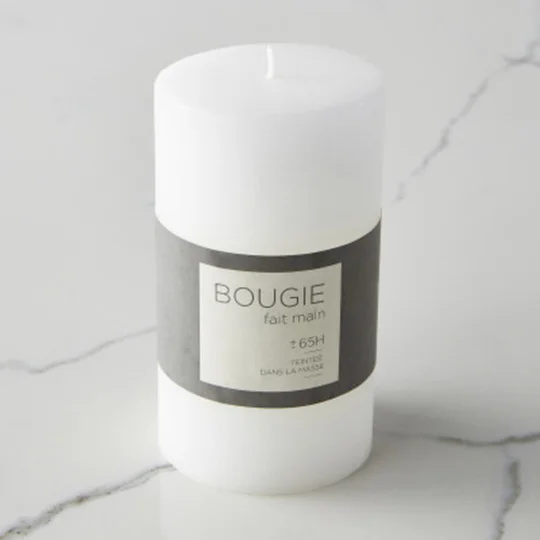Maison Bougie Non Parfumée, Coulée, Teintée Dans La Masse, Finition Brute, 7X12Cm, Blanche