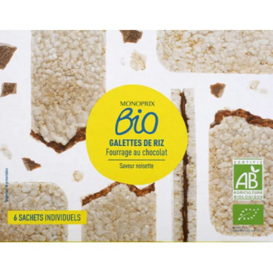 Galettes de riz fourrage au chocolat saveur noisette bio