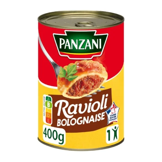 Plat cuisiné ravioli bolognaise