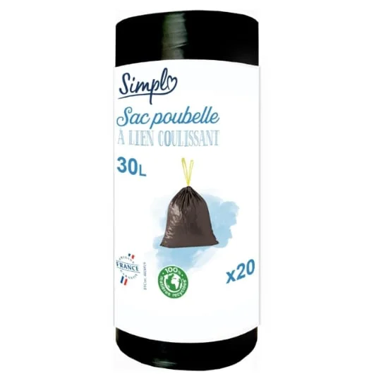 Sac poubelle noir coulissant 30L