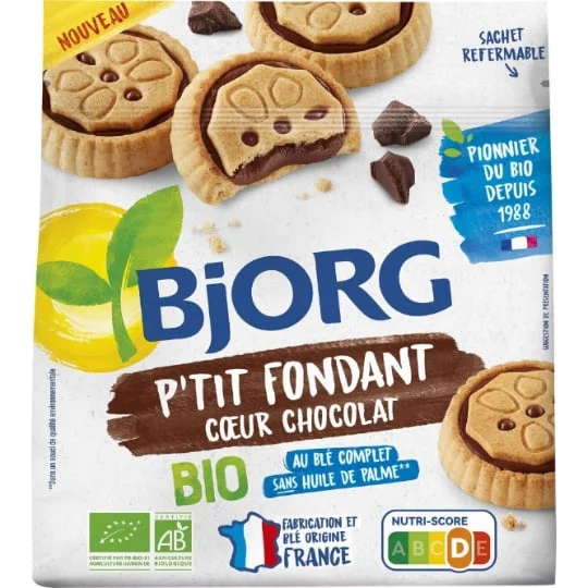 Biscuit petit fondant coeur chocolat Bio