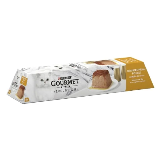 Pâtée pour chat mousseline au poulet nappée de sauce