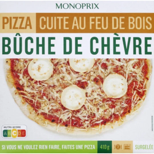 Pizza cuite au feu de bois bûche de chèvre, surgelées