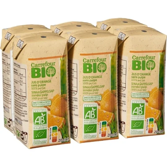 Jus d'orange bio sans pulpe