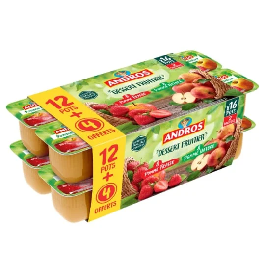 Compotes pomme nature et pomme fraise