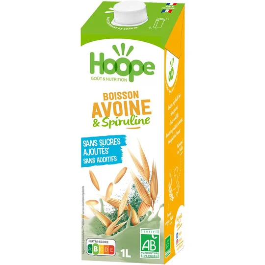 Boisson végétale avoine et spiruline BIO sans sucres ajoutés