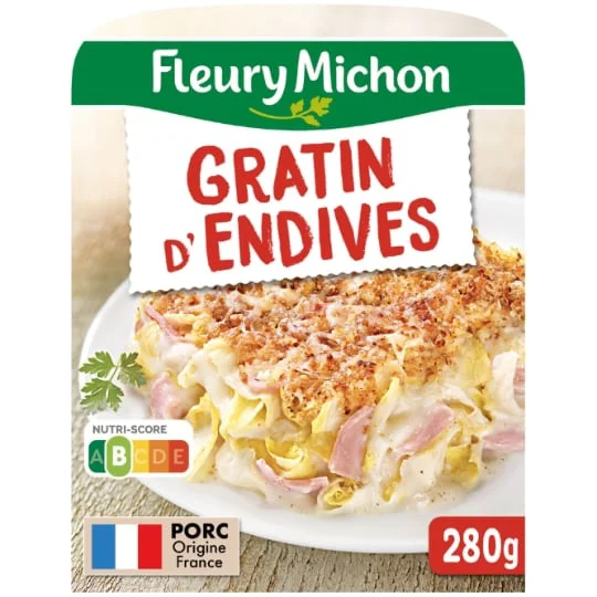 Plat cuisiné gratin d'endives au jambon