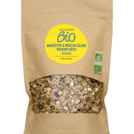 Granola noisettes & noix de cajou raisins secs bio