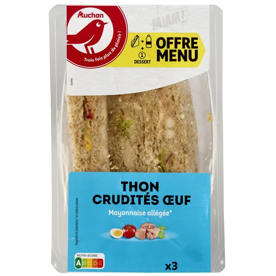 Sandwich triple thon oeuf mayonnaise