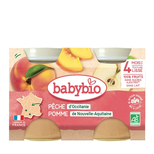 Compote bébé Bio 4 mois Pomme / Pêche