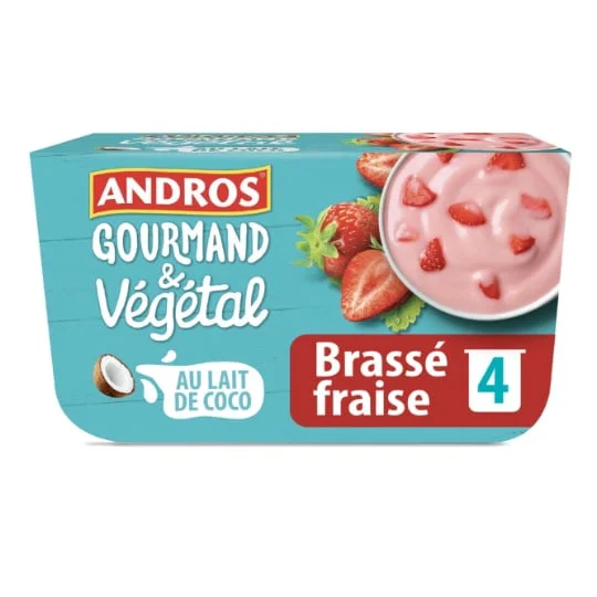Dessert végétal brassé au lait de coco fraise