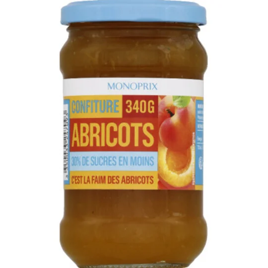 Confiture d'abricots 30% de sucres en moins