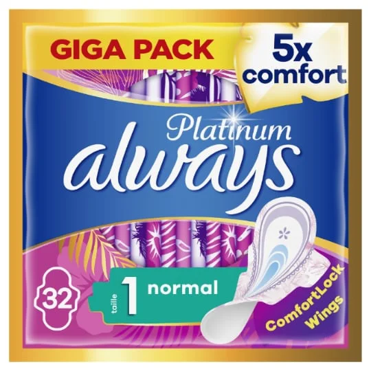 Serviette Hygiénique Avec Ailettes Platinum Normal Taille 1