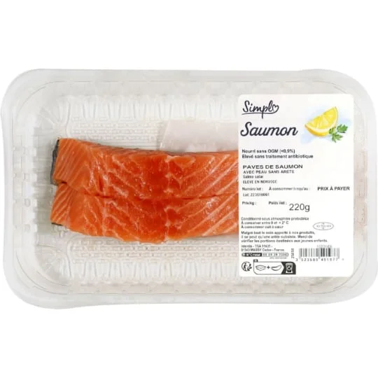 Pavés de saumon avec peau s/arête