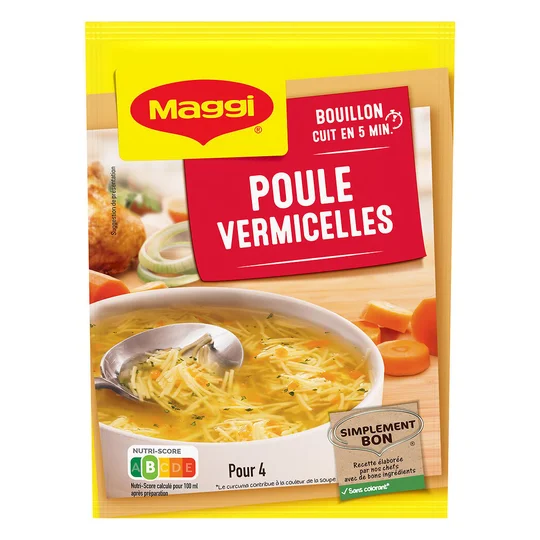 Bouillon déshydraté poule et vermicelles cuit en 5min
