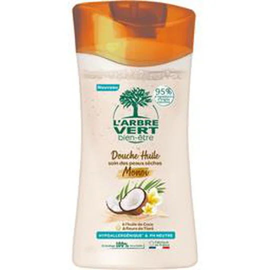 Huile de douche Monoï à l'huile de coco et fleurs de Tiaré - Hypoallergénique