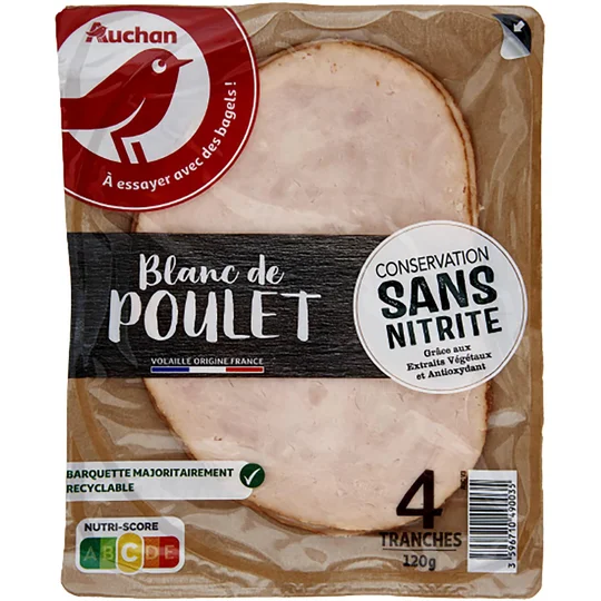 Blanc de poulet doré au four sans nitrite