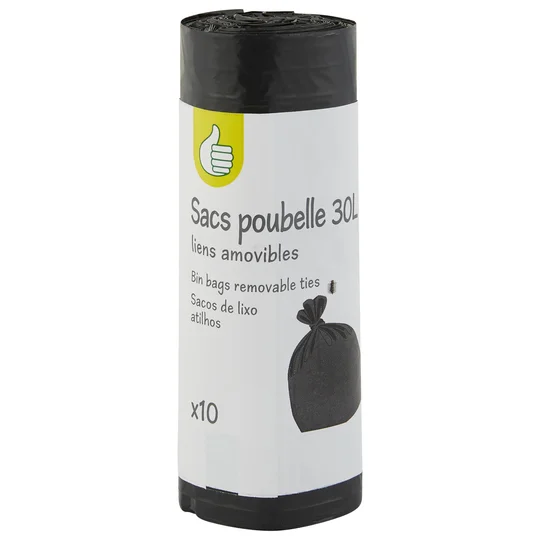 Sacs poubelle liens amovibles 30L