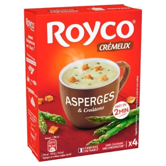 Soupe déshydratée asperges croûtons