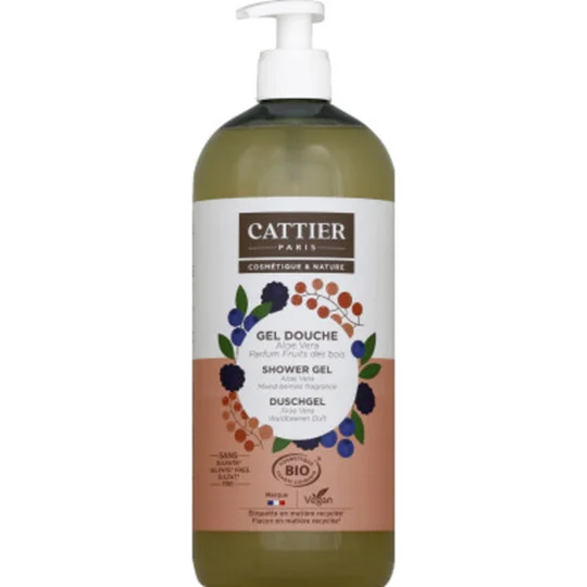 Cattier Gel Douche Sans Sulfate Aloe Vera Fruits des Bois Bio