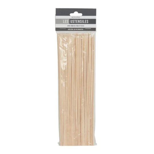 Brochettes en bois, 30 cm, 100 pièces