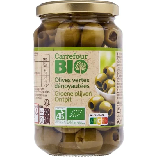 Olives bio vertes dénoyautées