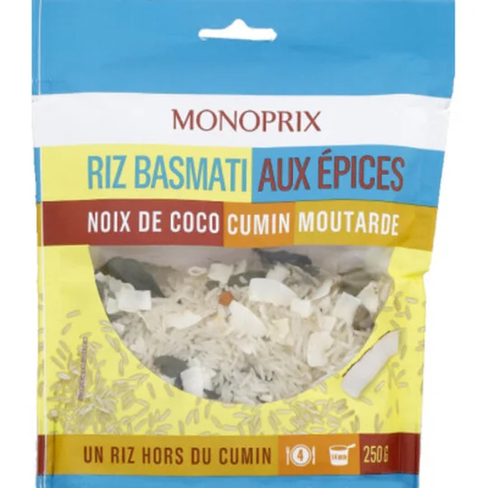 Riz basmati aux épices noix de coco cumin moutarde
