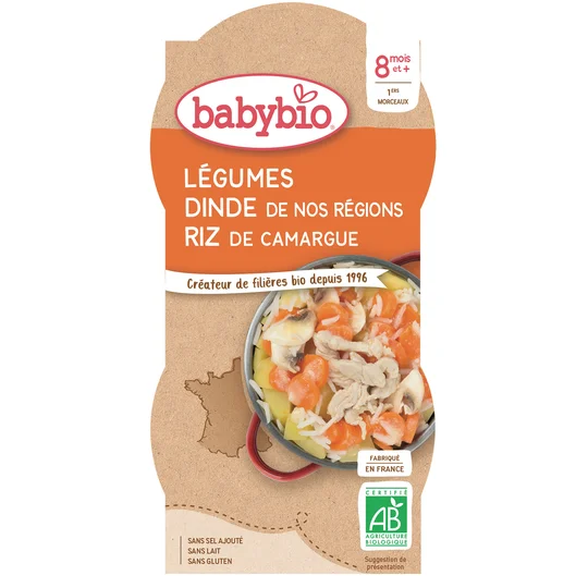Bols légumes dinde riz bio dès 8 mois