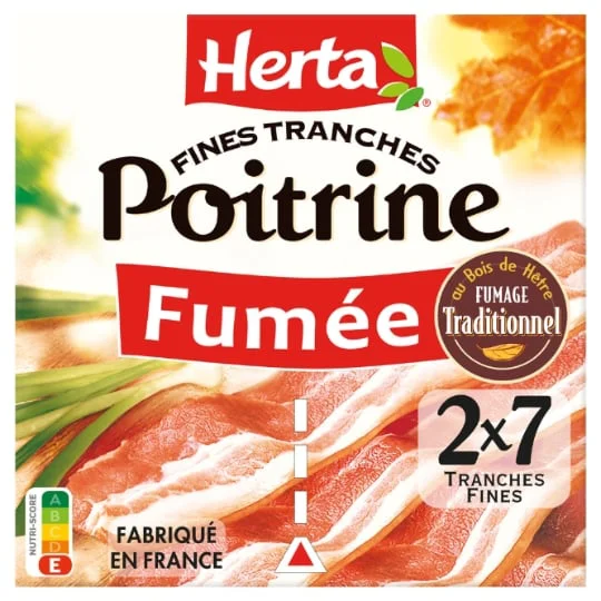 Poitrine fumée, fines tranches
