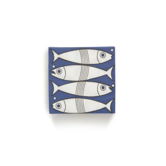 20 Serviettes, Poisson, Bleu Et Blanc, 25X25Cm