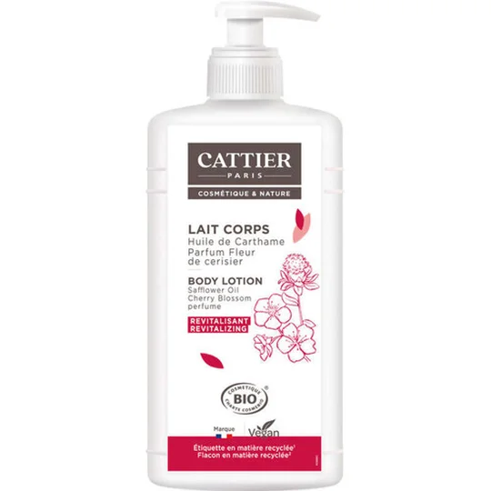 Cattier Lait Corps Revitalisant Huile de Carthame parfum fleur de cerise