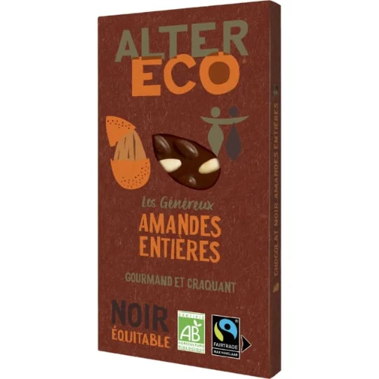 Chocolat noir amandes entières bio