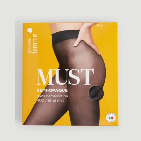 Monoprix Collant Noir Semi Opaque Taille 2