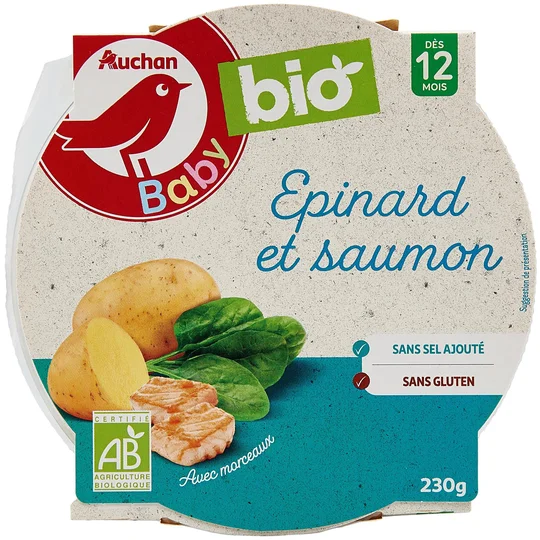 Assiette épinard bio au saumon dès 12 mois