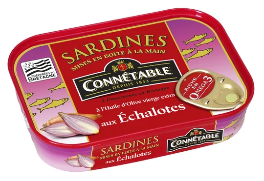 Sardines à l'ancienne à l'huile d'olive vierge extra et aux échalotes de Bretagne