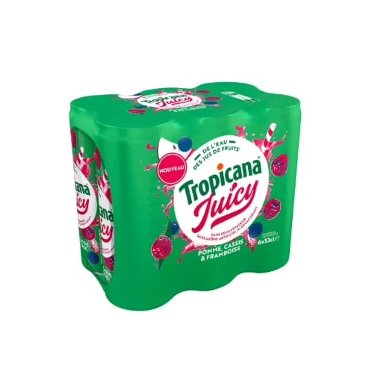 Boisson aux jus de fruits saveur pomme, cassis et framboise