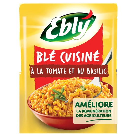 Blé cuisiné à la tomate et au basilic