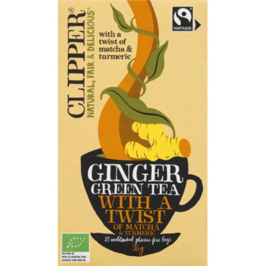 Ginger Thé Vert Bio Racine De Gingembre, Curcuma Et Matcha Aromatisé