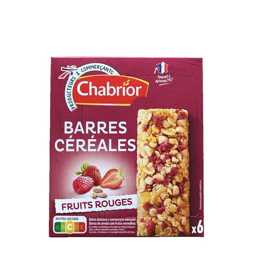 6 barres céréalières à la framboise et à la fraise
