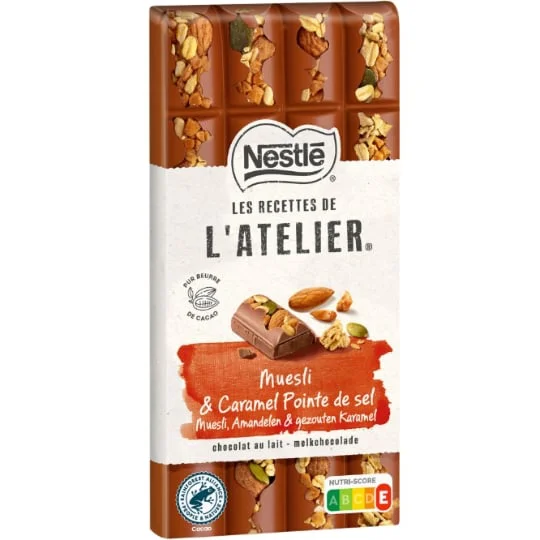 Chocolat au lait muesli amandes caramel salé