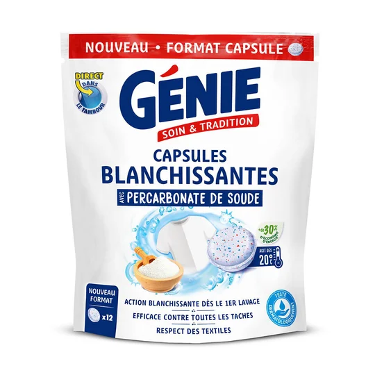 Capsules blanchissantes avec bicarbonate de soude