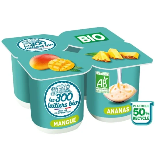 Yaourt mangue ananas brassé