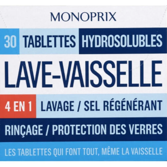 Tablettes hydrosolubles lave-vaisselle 4 en 1