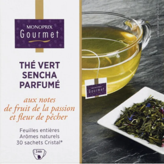 Thé vert Sencha parfumé, aux notes de fruit de la passion et fleur de pêcher