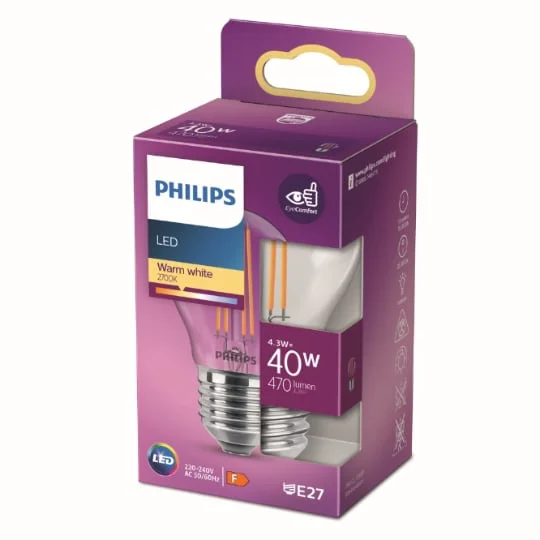 Ampoule LED E27 Sphérique Filement Blanc-chaud 40W x1